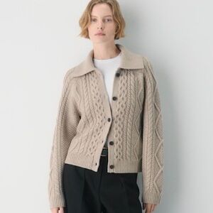 Heritage Knit Merino Wool Collar Cardigan